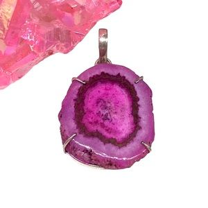 Solar Quartz Necklace Pendant 925 Sterling Silver Overlay Boho Stone